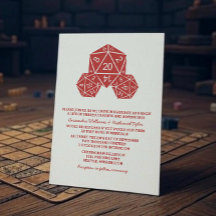 Red D20 Dice Wedding Invite