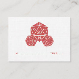 Red D20 Dice Wedding Place Card Plaatskaartje