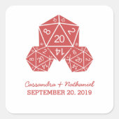 Red D20 Dice Wedding Stickers (Voorkant)