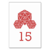 Red D20 Dice Wedding Table Kaart (Voorkant)