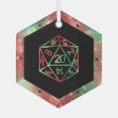 Red D20-ritmes | PNP Tabletop Role Player Dice Glas Ornament (Voorkant)