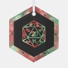 Red D20-ritmes | PNP Tabletop Role Player Dice Glas Ornament