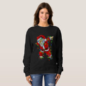 Red Dabbing Santa Lighting Funny Xmas kerstmis Trui (Voorkant volledig)