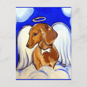 Red Dachshund Angel Briefkaart