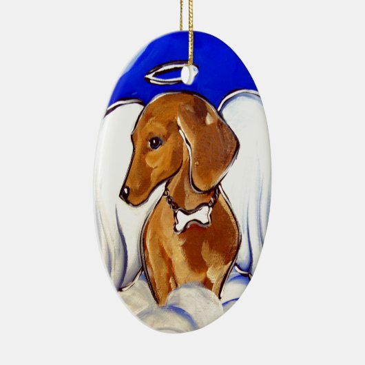Red Dachshund Angel Keramisch Ornament (Rechts)