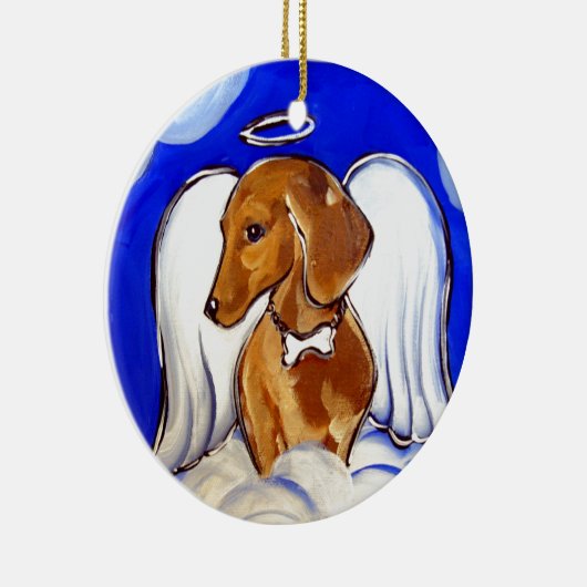 Red Dachshund Angel Keramisch Ornament (Rechts)