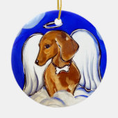Red Dachshund Angel Keramisch Ornament (Voorkant)