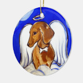 Red Dachshund Angel Keramisch Ornament (Links)