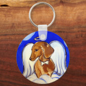 Red Dachshund Angel Sleutelhanger (Voorkant)