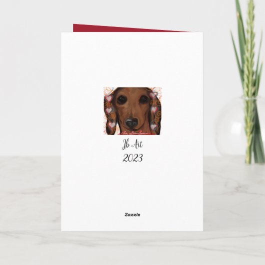 Red Dachshund Bedankkaart (Achterkant)