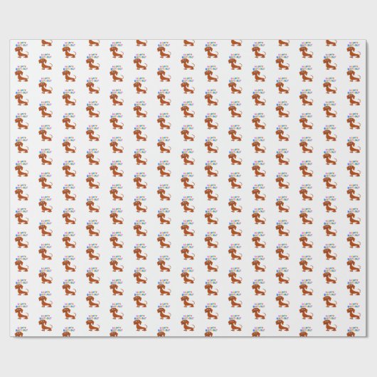 Red Dachshund Birthday Cadeaupapier (Vlak)