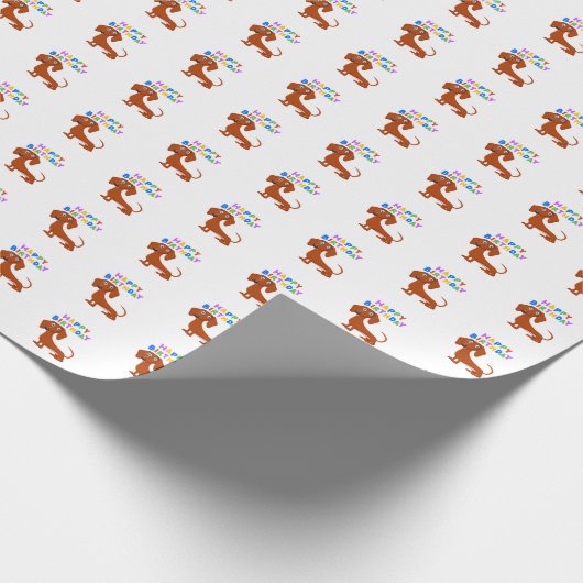 Red Dachshund Birthday Cadeaupapier (Hoek)