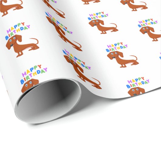 Red Dachshund Birthday Cadeaupapier (Rol Hoek)