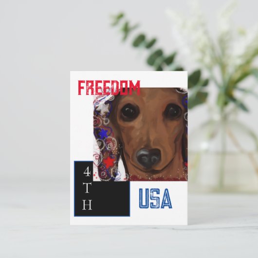 Red Dachshund Briefkaart (Staand voorkant)