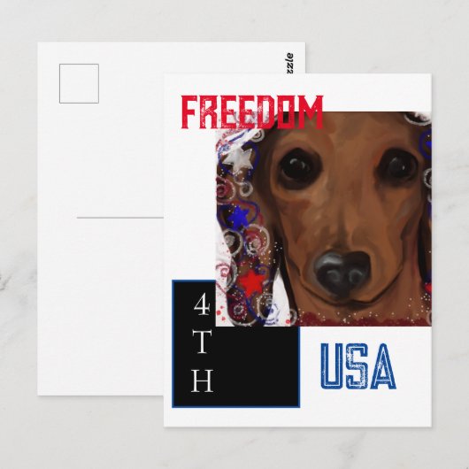 Red Dachshund Briefkaart (Voorkant / Achterkant)