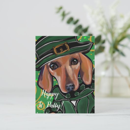 RED DACHSHUND BRIEFKAART (Staand voorkant)