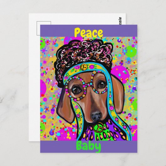 RED DACHSHUND BRIEFKAART (Voorkant / Achterkant)