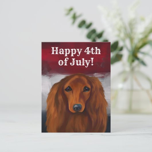 RED DACHSHUND BRIEFKAART (Staand voorkant)