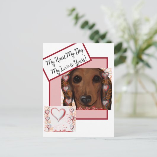 Red Dachshund Briefkaart (Staand voorkant)
