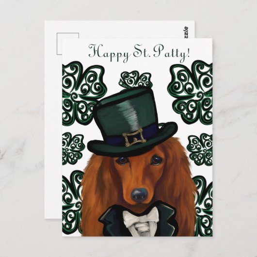 RED DACHSHUND BRIEFKAART (Voorkant / Achterkant)