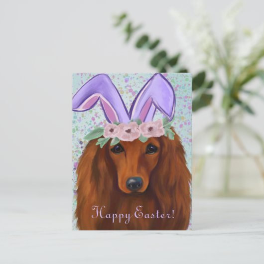 RED DACHSHUND BRIEFKAART (Staand voorkant)