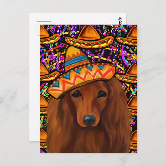 RED DACHSHUND BRIEFKAART (Voorkant / Achterkant)