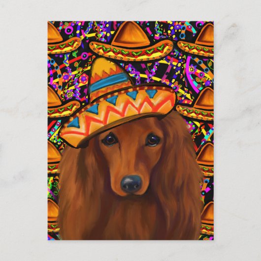 RED DACHSHUND BRIEFKAART (Voorkant)