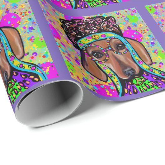 RED DACHSHUND CADEAUPAPIER (Rol Hoek)