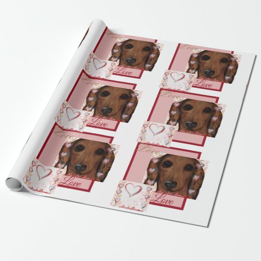 Red Dachshund Cadeaupapier (Uitgerold)