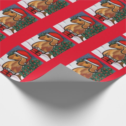 Red Dachshund Cadeaupapier (Hoek)
