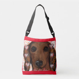 RED DACHSHUND CROSSBODY TAS