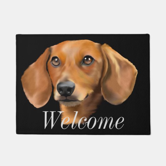 Red Dachshund Dog Deurmat (Voorkant)