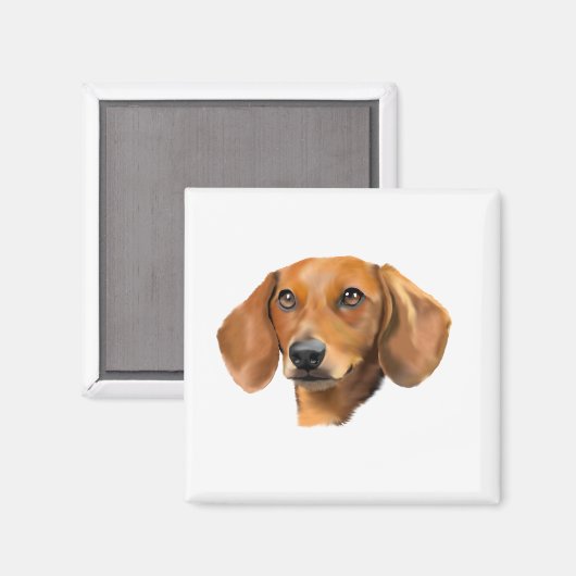 Red Dachshund Dog Magneet (Voorkant / Achterkant)