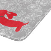 Red Dachshund Floral Cutting Board Snijplank (Hoek)