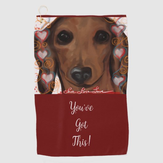 Red Dachshund Golfhanddoek (Voorkant)