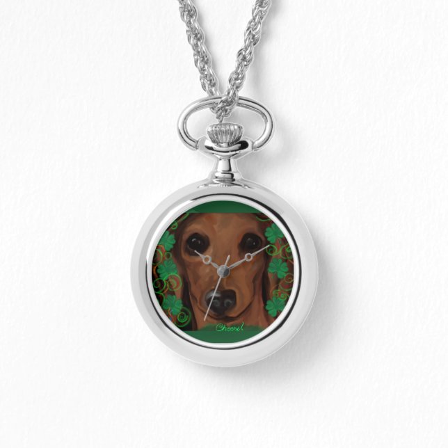 Red Dachshund Horloge (Voorkant)