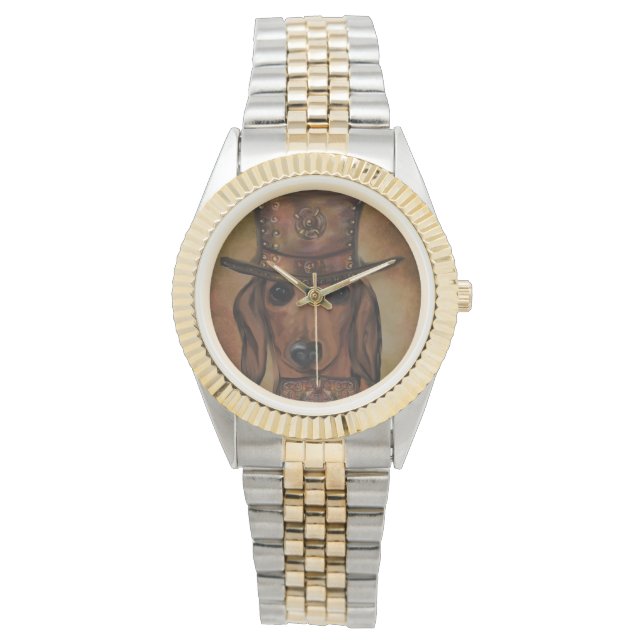 RED DACHSHUND HORLOGE (Voorkant)
