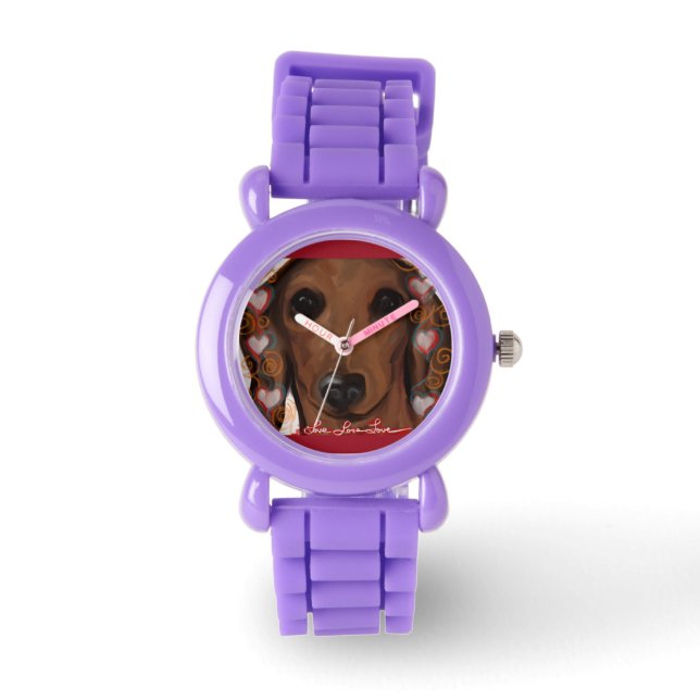 Red Dachshund Horloge (Voorkant)