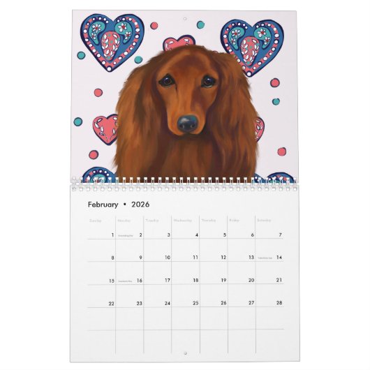 Red Dachshund Kalender (Feb 2026)