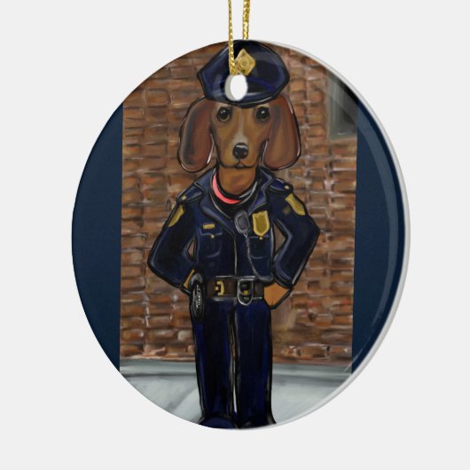 Red Dachshund Keramisch Ornament (Links)
