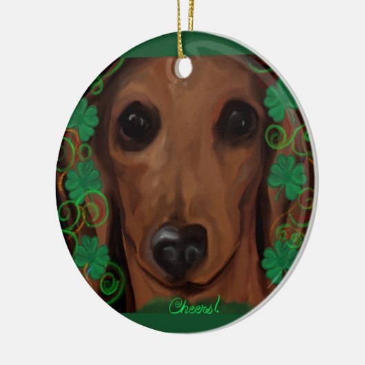 Red Dachshund Keramisch Ornament (Links)
