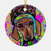 RED DACHSHUND KERAMISCH ORNAMENT (Voorkant)