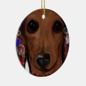Red Dachshund Keramisch Ornament (Rechts)
