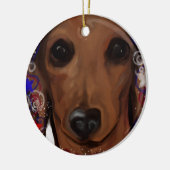 Red Dachshund Keramisch Ornament (Links)