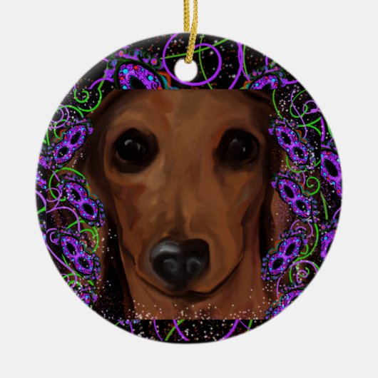 Red Dachshund Keramisch Ornament (Voorkant)