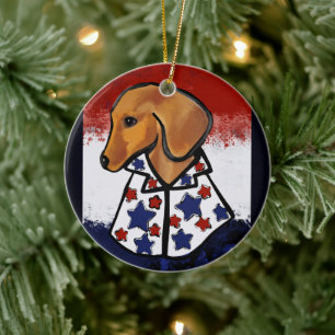 Red Dachshund Keramisch Ornament