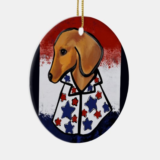 Red Dachshund Keramisch Ornament (Rechts)