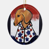 Red Dachshund Keramisch Ornament (Links)
