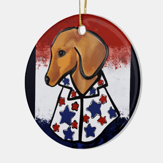 Red Dachshund Keramisch Ornament (Links)
