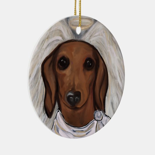 Red Dachshund Keramisch Ornament (Rechts)